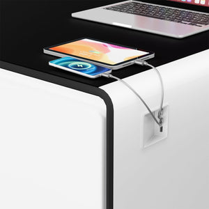 English Elm Modern Smart Coffee Table with Built in Fridge Wireless Charging and RGB Ambient Light W1172P476230