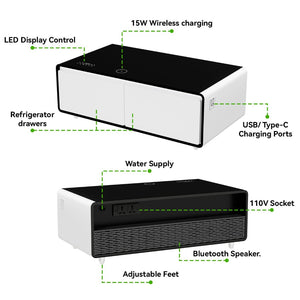 English Elm Modern Smart Coffee Table with Built in Fridge Wireless Charging and RGB Ambient Light W1172P476230