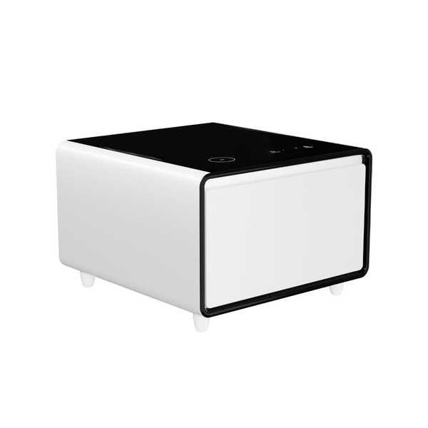 English Elm Modern Smart Side Table with Fridge Wireless Charging Usb Ports and Ambient Led Light W1172P476236