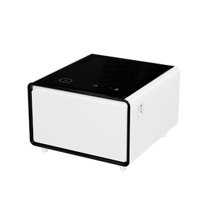 English Elm Modern Smart Side Table with Fridge Wireless Charging Usb Ports and Ambient Led Light W1172P476236