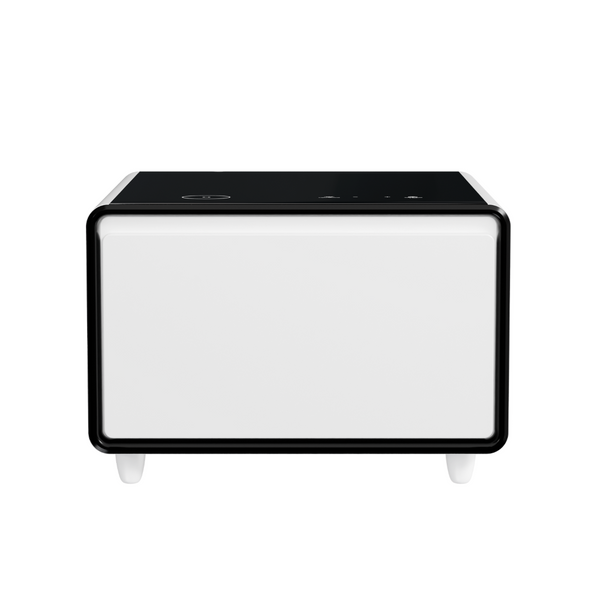 English Elm Modern Smart Side Table with Fridge Wireless Charging Usb Ports and Ambient Led Light W1172P476236