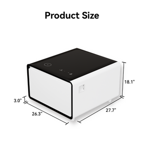 English Elm Modern Smart Side Table with Fridge Wireless Charging Usb Ports and Ambient Led Light W1172P476236