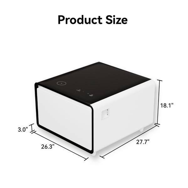 English Elm Modern Smart Side Table with Fridge Wireless Charging Usb Ports and Ambient Led Light W1172P476236