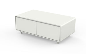 English Elm Modern Coffee Table with Built in Fridge Power Outlets and Manual Temperature Control W1172P483607