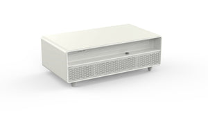 English Elm Modern Coffee Table with Built in Fridge Power Outlets and Manual Temperature Control W1172P483607