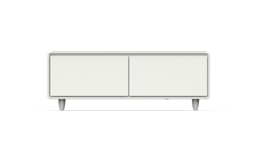English Elm Modern Coffee Table with Built in Fridge Power Outlets and Manual Temperature Control W1172P483607