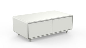 English Elm Modern Coffee Table with Built in Fridge Power Outlets and Manual Temperature Control W1172P483607