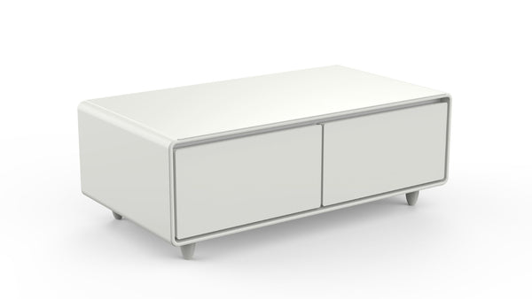English Elm Modern Coffee Table with Built in Fridge Power Outlets and Manual Temperature Control W1172P483607