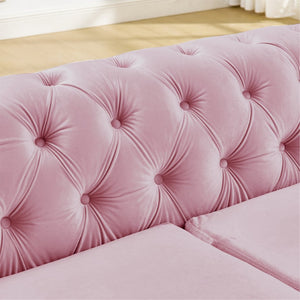English Elm 62.6 Inch Velvet Chesterfield Loveseat with Gold Trim Button Tufted Luxury Seating W1191S00135