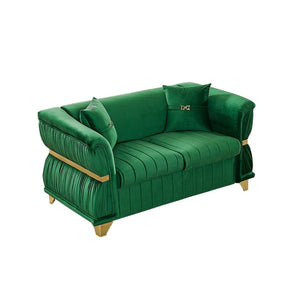 English Elm 61.8"modern Velvet Loveseat Glam Sofa Gold Trim Tapered Legs Curved Arms Jewel-toned Accent Green W1191S00143