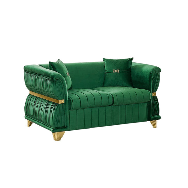 English Elm 61.8"modern Velvet Loveseat Glam Sofa Gold Trim Tapered Legs Curved Arms Jewel-toned Accent Green W1191S00143