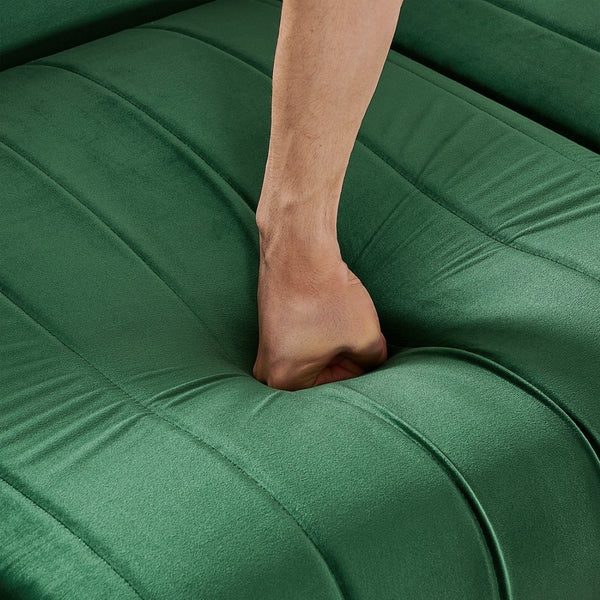 English Elm 61.8"modern Velvet Loveseat Glam Sofa Gold Trim Tapered Legs Curved Arms Jewel-toned Accent Green W1191S00143