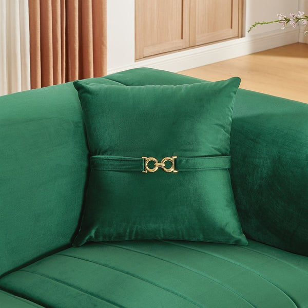 English Elm 61.8"modern Velvet Loveseat Glam Sofa Gold Trim Tapered Legs Curved Arms Jewel-toned Accent Green W1191S00143
