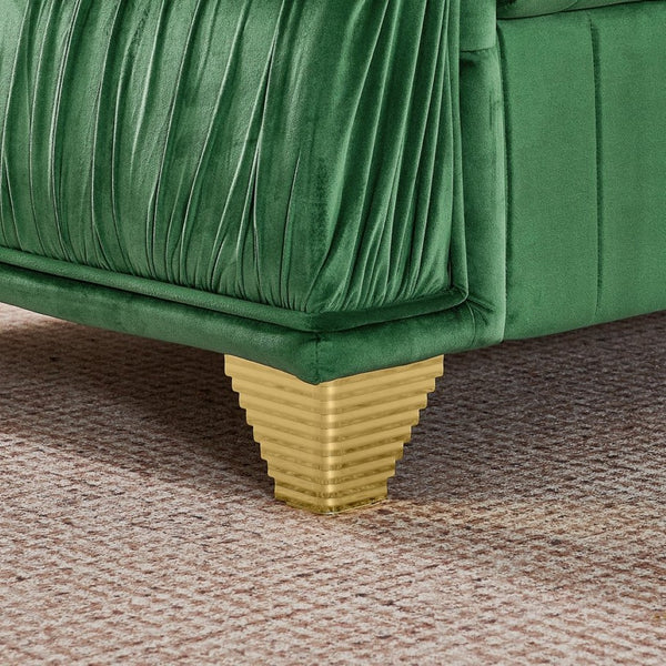 English Elm 61.8"modern Velvet Loveseat Glam Sofa Gold Trim Tapered Legs Curved Arms Jewel-toned Accent Green W1191S00143