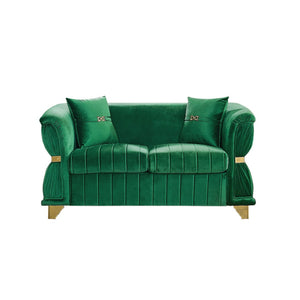 English Elm 61.8"modern Velvet Loveseat Glam Sofa Gold Trim Tapered Legs Curved Arms Jewel-toned Accent Green W1191S00143