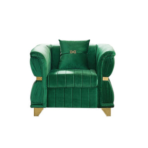 English Elm 39.8"modern Velvet Accent Sofa Pleated Upholstery Gold Trim Tapered Legs Glam Seating Green W1191S00151
