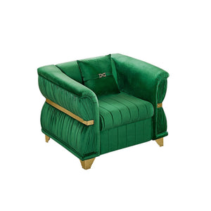 English Elm 39.8"modern Velvet Accent Sofa Pleated Upholstery Gold Trim Tapered Legs Glam Seating Green W1191S00151