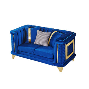 English Elm 69 Inch Italian Velvet Loveseat Tufted Victorian Glam Couch with Gold Steel Trim W1191S00163