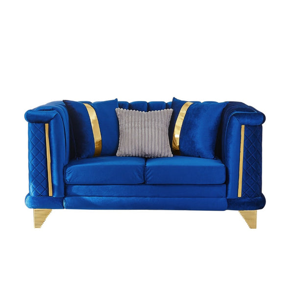 English Elm 69 Inch Italian Velvet Loveseat Tufted Victorian Glam Couch with Gold Steel Trim W1191S00163