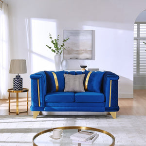 English Elm 69 Inch Italian Velvet Loveseat Tufted Victorian Glam Couch with Gold Steel Trim W1191S00163