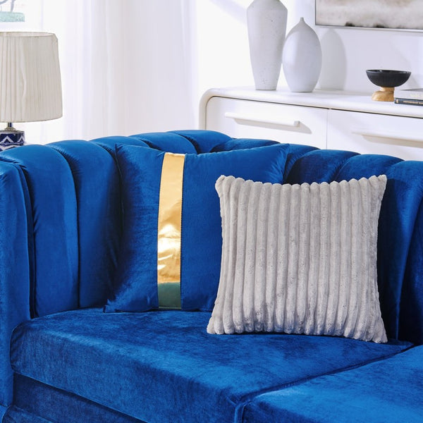 English Elm 69 Inch Italian Velvet Loveseat Tufted Victorian Glam Couch with Gold Steel Trim W1191S00163