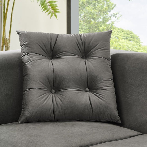 English Elm 2 Piece Velvet Chesterfield Sofa with Gold Steel Trim Button Tufted Mid Century Style Gray 40.2 inches W1191S00177