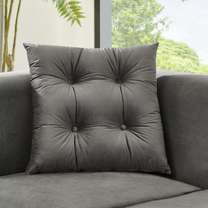 English Elm 82.3 Inch Italian Velvet Three Seat Sofa with Gold Metal Legs and Two Throw Pillows Single Sofa Gray W1191S00186