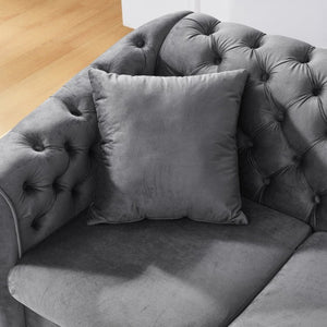 English Elm Luxury Velvet Chesterfield Loveseat with Gold Steel Trim and Tufted Curved Arms W1191S00195