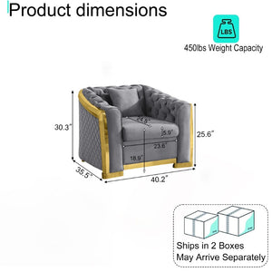 English Elm Luxury Velvet Tufted Chesterfield Accent Chair with Gold Steel Trim for Living Room W1191S00197
