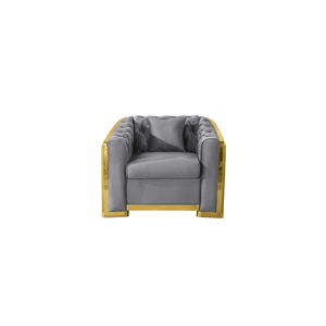 English Elm Luxury Velvet Tufted Chesterfield Accent Chair with Gold Steel Trim for Living Room W1191S00197