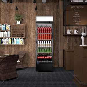 English Elm Commercial Single Door Retail Merchandiser Cooler with LED Lighting and Defogging Glass W1192P222644