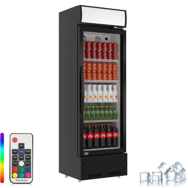 English Elm Commercial Single Door Retail Merchandiser Cooler with LED Lighting and Defogging Glass W1192P222644