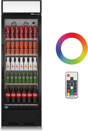 English Elm Commercial Single Door Retail Merchandiser Cooler with LED Lighting and Defogging Glass W1192P222644
