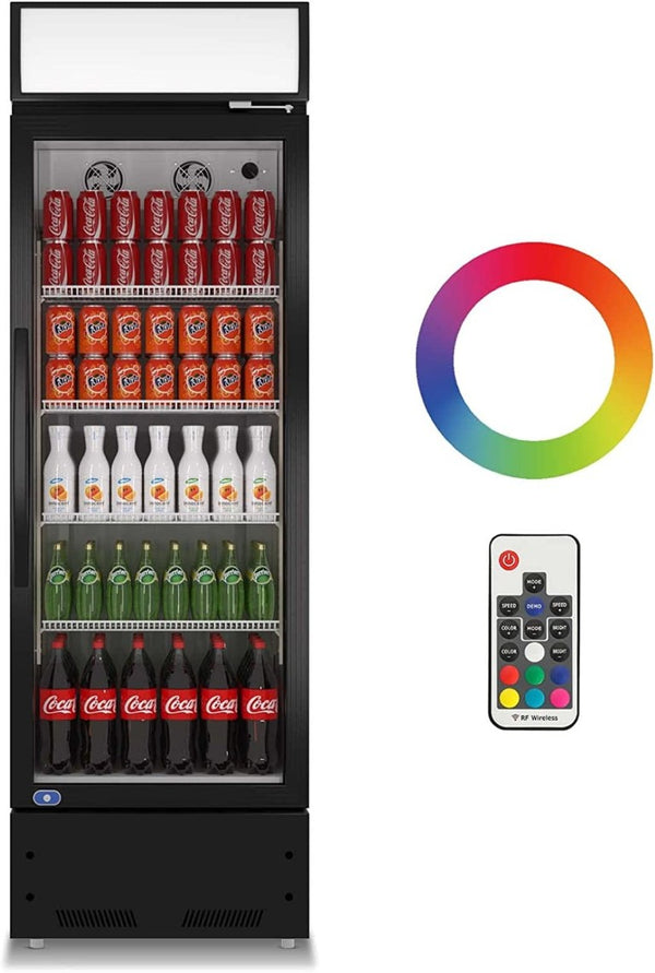 English Elm Commercial Single Door Retail Merchandiser Cooler with LED Lighting and Defogging Glass W1192P222644