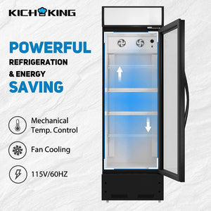 English Elm Commercial Single Door Retail Merchandiser Cooler with LED Lighting and Defogging Glass W1192P222644