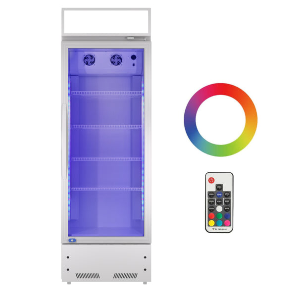 English Elm 8 Cu Ft Upright Glass Door Beverage Cooler with LED Modes and Keyed Lock for Bars W1192P222652