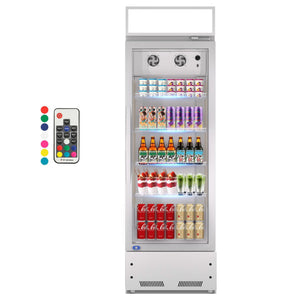 English Elm 8 Cu Ft Upright Glass Door Beverage Cooler with LED Modes and Keyed Lock for Bars W1192P222652