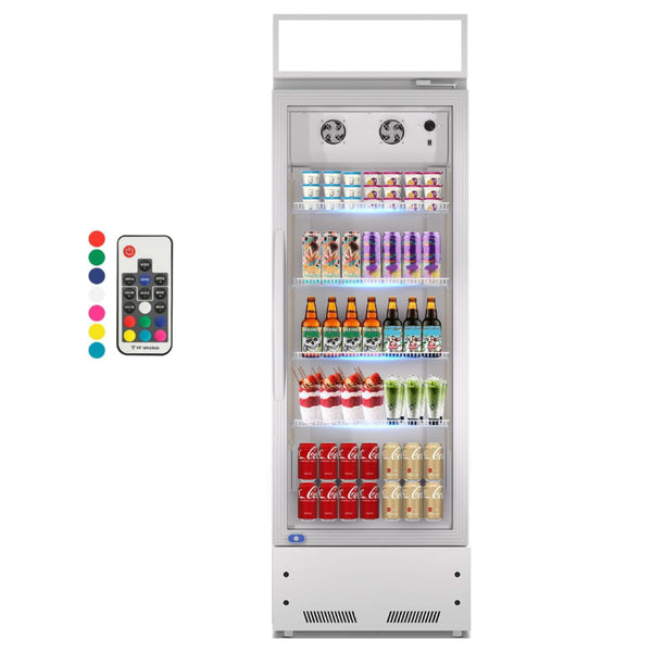 English Elm 8 Cu Ft Upright Glass Door Beverage Cooler with LED Modes and Keyed Lock for Bars W1192P222652