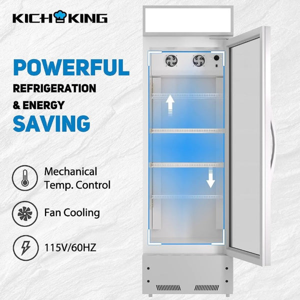 English Elm 8 Cu Ft Upright Glass Door Beverage Cooler with LED Modes and Keyed Lock for Bars W1192P222652