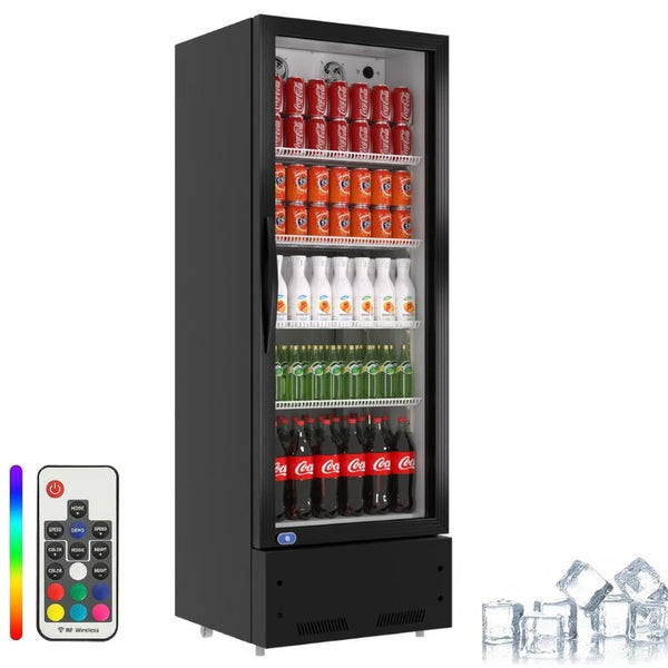 English Elm Commercial Glass Door Beverage Cooler 8 Cu Ft LED Lit Reach in Merchandiser Fridge W1192P222660