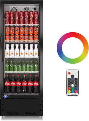 English Elm Commercial Glass Door Beverage Cooler 8 Cu Ft LED Lit Reach in Merchandiser Fridge W1192P222660