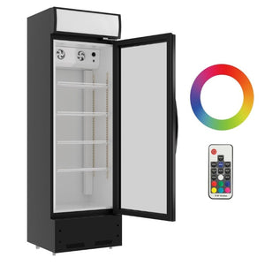 English Elm Refrigeration Single Glass Door Upright Beverage Cooler with LED Lighting and ETL Approval W1192P222701