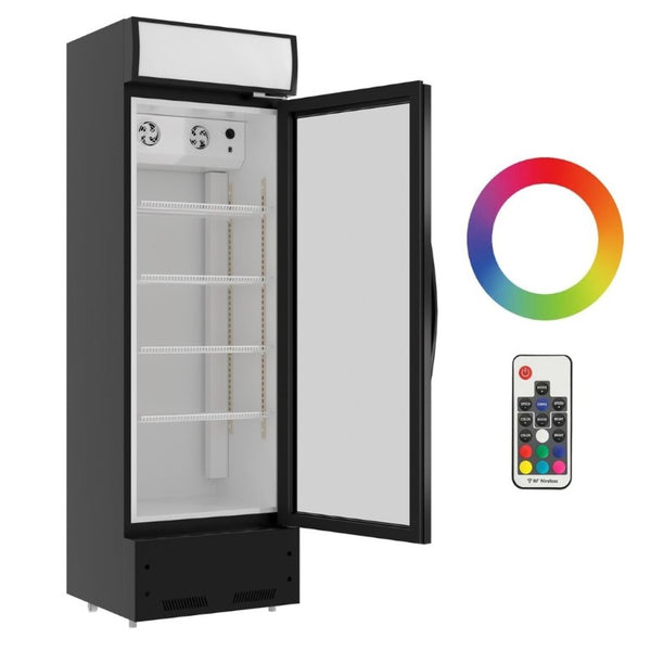 English Elm Refrigeration Single Glass Door Upright Beverage Cooler with LED Lighting and ETL Approval W1192P222701