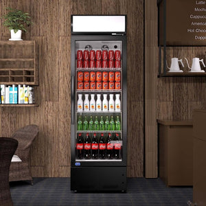 English Elm Refrigeration Single Glass Door Upright Beverage Cooler with LED Lighting and ETL Approval W1192P222701