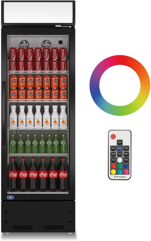 English Elm Refrigeration Single Glass Door Upright Beverage Cooler with LED Lighting and ETL Approval W1192P222701
