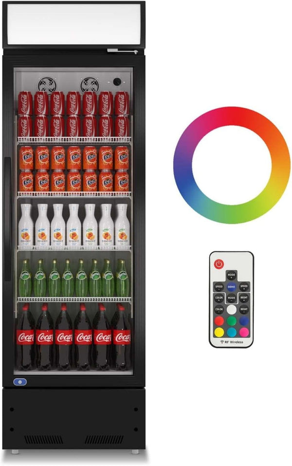English Elm Refrigeration Single Glass Door Upright Beverage Cooler with LED Lighting and ETL Approval W1192P222701