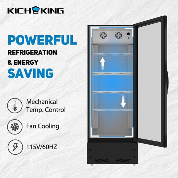 English Elm 16.5 Cu Ft Commercial Reach-In Refrigerator with LED Display Lighting for Bars W1192P222715