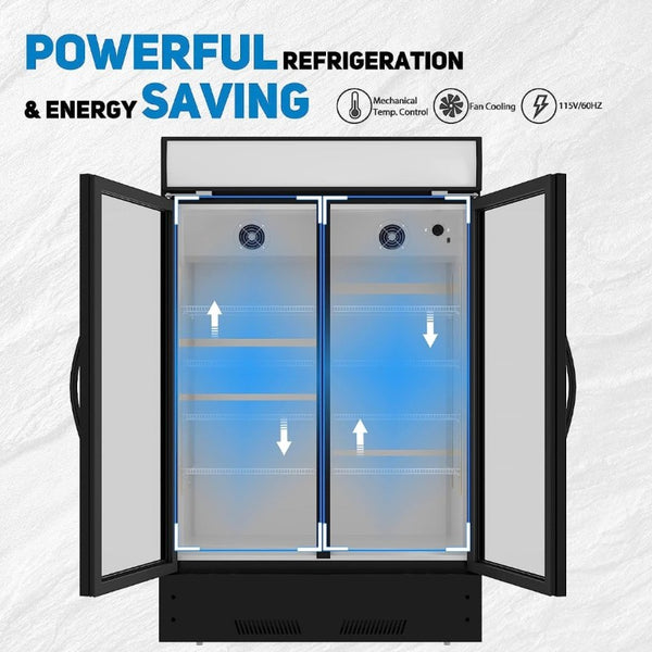 English Elm Commercial Two Door Reach in Cooler with LED Lighting Anti Fog Glass and ETL Rating W1192P222731