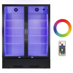 English Elm Commercial Upright Glass Door Beverage Cooler with LED Modes and ETL Approval 17 Cu Ft W1192P222766