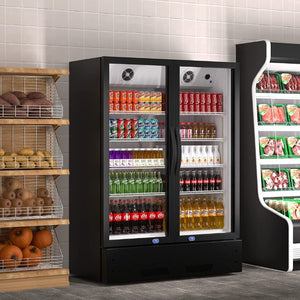 English Elm Commercial Upright Glass Door Beverage Cooler with LED Modes and ETL Approval 17 Cu Ft W1192P222766